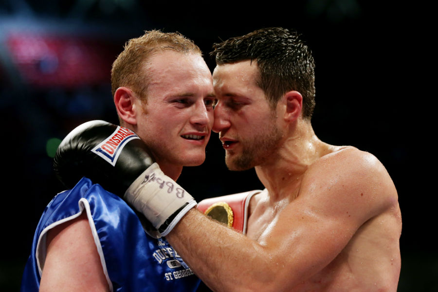 Carl Froch talks to George Groves after their fight