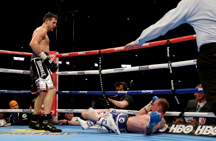 Carl Froch floors George Groves in the eighth round