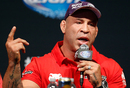 Wanderlei Silva interacts with fans and media during the UFC press conference, MGM Grand Garden Arena