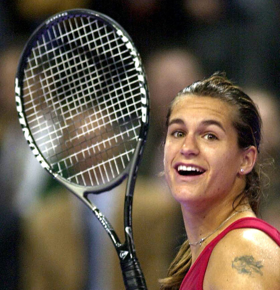 Amelie Mauresmo has a tattoo on her shoulder