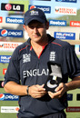 Tim Bresnan shows off his man-of-the-match award