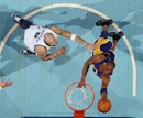 Kobe Bryant leaps for the basket