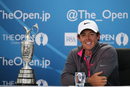 Rory McIlroy speaks to the media after winning The Open