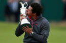 Rory McIlroy kisses the Claret Jug following his Open Championship success