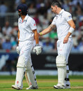 Kevin Pietersen consoles Alastair Cook after the latter was dismissed by Mitchell Starc