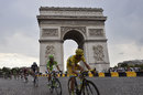 Vincenzo Nibali rides past the Arc de Triomphe in Paris on his way to victory in the Tour de France