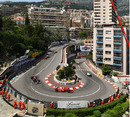 Cars go round Loewes Hairpin during the Monaco Grand Prix