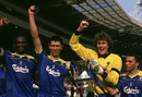 (L-R) Eric Young, Lawrie Sanchez, Dave Beasant and Terry Phelen celebrate
