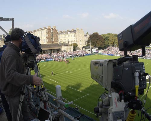 View of the Recreation Ground as TV cameras record proceedings