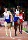 Mo Farah celebrates winning gold as Andy Vernon takes silver in the men's 10,000m