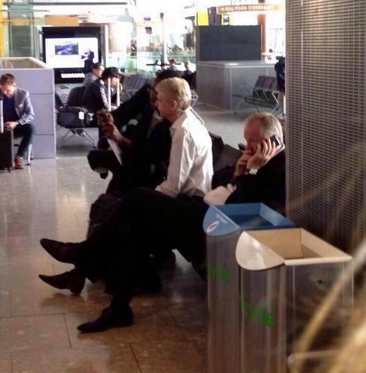 Arsene Wenger in Heathrow