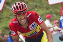 Alberto Contador battles during the 15th stage