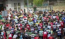 The pack ride at the Tour of Spain