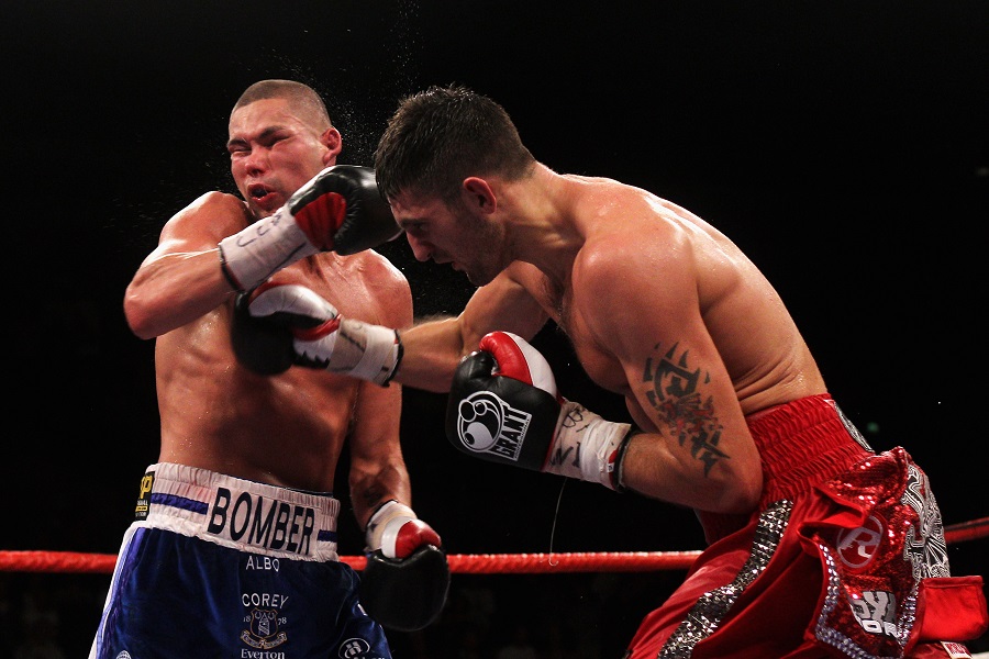 Nathan Cleverly lands a blow on Tony Bellew