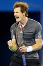 Andy Murray celebrates after defeating Jerzy Janowicz