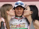 Filippo Pozzato is rewarded for his victory in Stage 12 of the Giro d'Italia