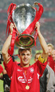 Steven Gerrard celebrates with the Champions League trophy