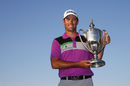 Robert Streb shows off his maiden PGA Tour trophy at the McGladrey Classic