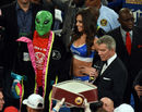 Bernard Hopkins comes out to the ring in his trademark alien mask