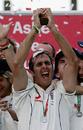 After 16 years and 29 days in Australians hands, an ecstatic Michael Vaughan lifts the Ashes