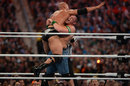 Dwayne ''The Rock'' Johnson and John Cena during WrestleMania XXVIII