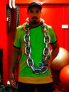 Jerome Kaino wears a metal chain during an All Blacks gym session