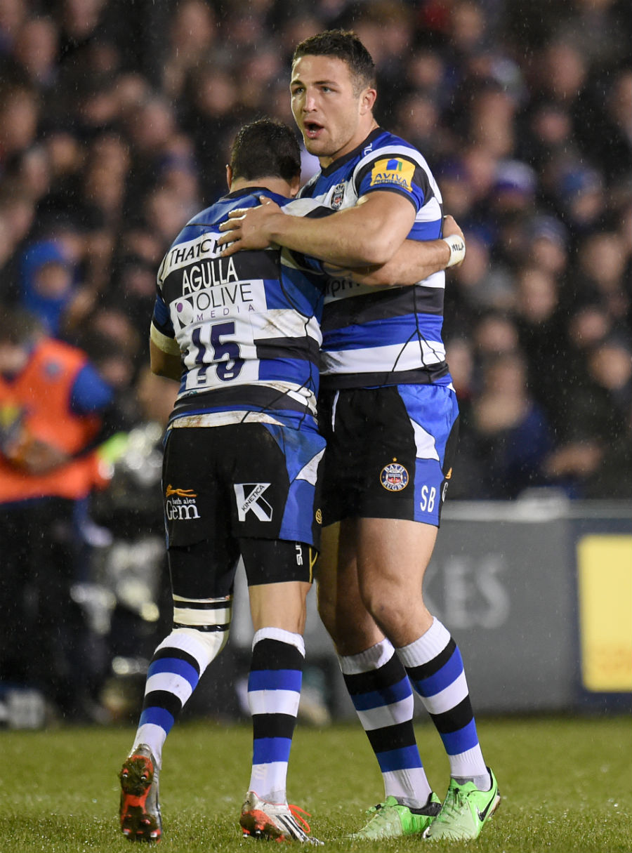 Bath's Sam Burgess comes on as a replacement