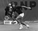 Adriano Panatta stretches to hit a forehand