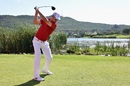 Ross Fisher tees off at the 17th