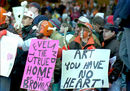 Cleveland Browns fans protest to Art Modell's proposal to move the team to Baltimore