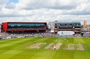 General view of Old Trafford as Alastair Cook is dismissed by Mitchell Starc