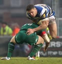 Sam Burgess of Bath is tackled by Leicester's Owen Williams