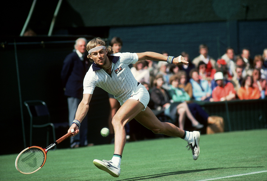 Bjorn Borg in action during the Wimbledon Championships