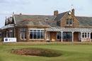 A general view of the 18th green and clubhouse at Royal Troon