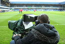 A camera in position ahead of a Premier League match