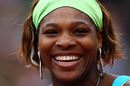 Serena Williams flashes a smile