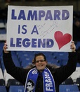 A Chelsea fan shows her support for Frank Lampard