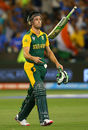 Tuning point: AB de Villiers throws his bat after he was run out for 30