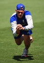 Alex Hales takes a catch during an England training session