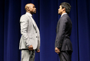 Floyd Mayweather and Manny Pacquiao stare each other down at their press conference