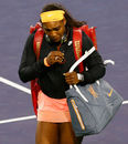 Serena Williams fights back the tears as she arrives on court