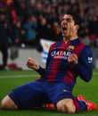 Luis Suarez celebrates his winning goal