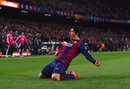 Luis Suarez celebrates scoring Barcelona's winner