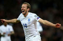 Harry Kane celebrates scoring his first England goal