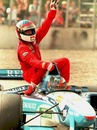 Jean Alesi does his victory lap