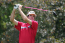 Bubba Watson hits his drive on the seventh tee