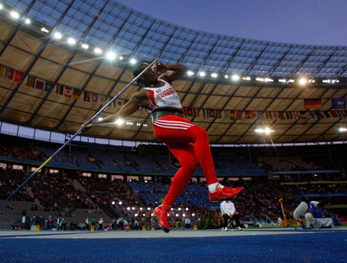 Osleidys Menéndez competes in the women's Javelin